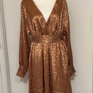 Shein Curve Satin Leopard Dress, size 2XL